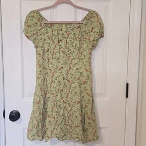 Art Class Girls Green Summer Floral Dress Red & Pink Flowers XXL (16/18)